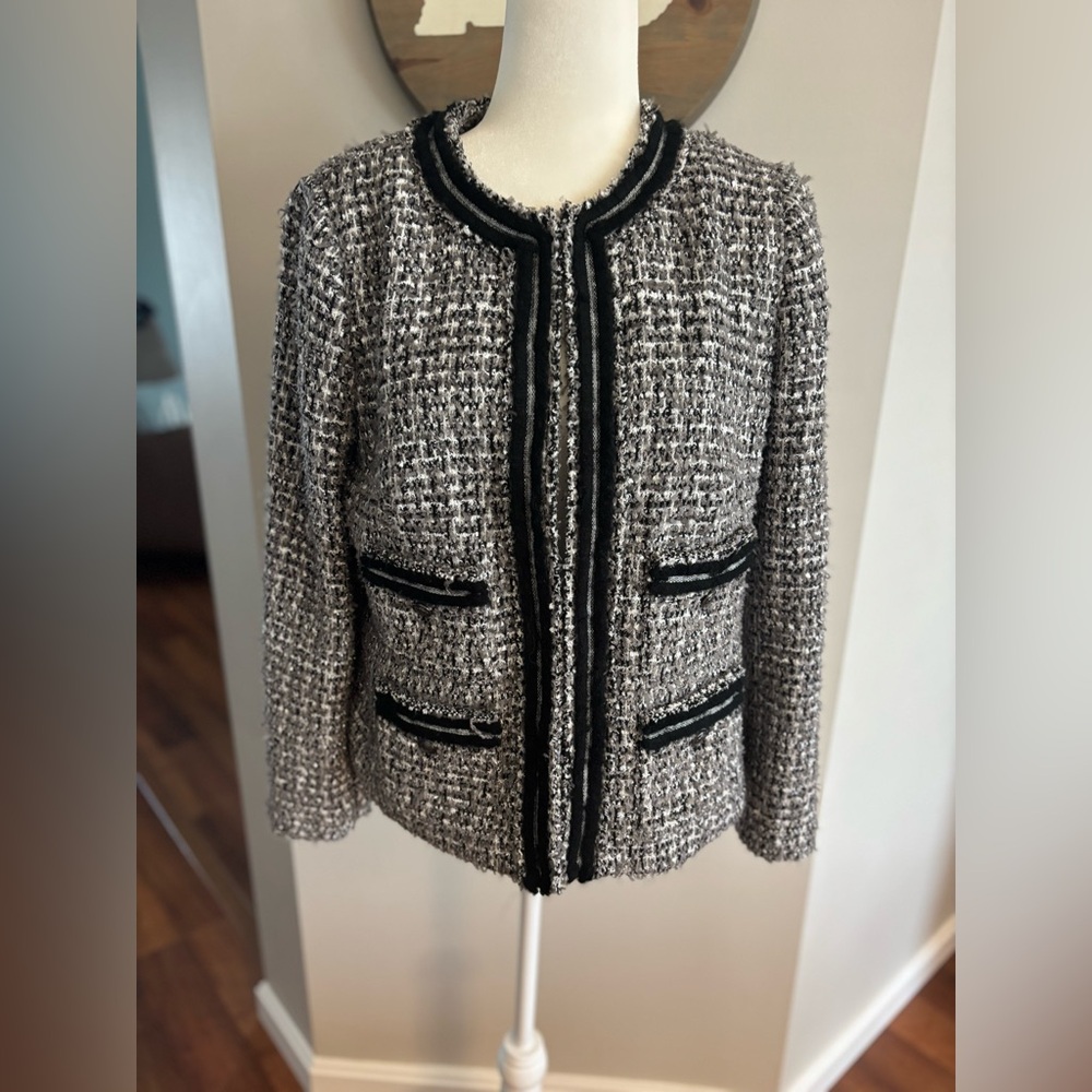 Talbots Black and White Tweed Blazer
